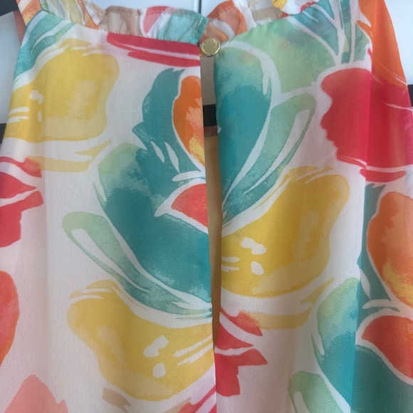 Vince Camuto NWT Size 12 Sleeveless Chiffon Vibrant Multicolor Midi Dress - Picture 8 of 8